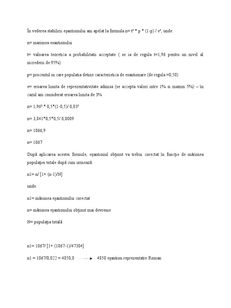 Calcul Esantion | PDF