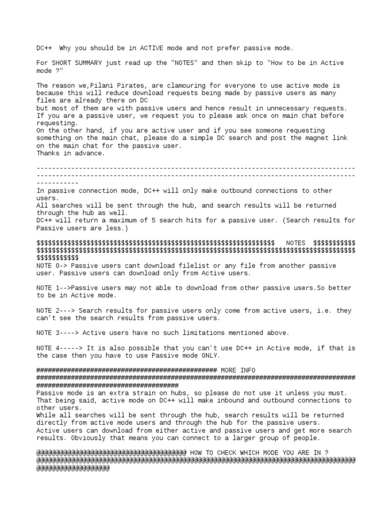 Benefits of Active Mode in DC++ | PDF | Computer File | Computer Data