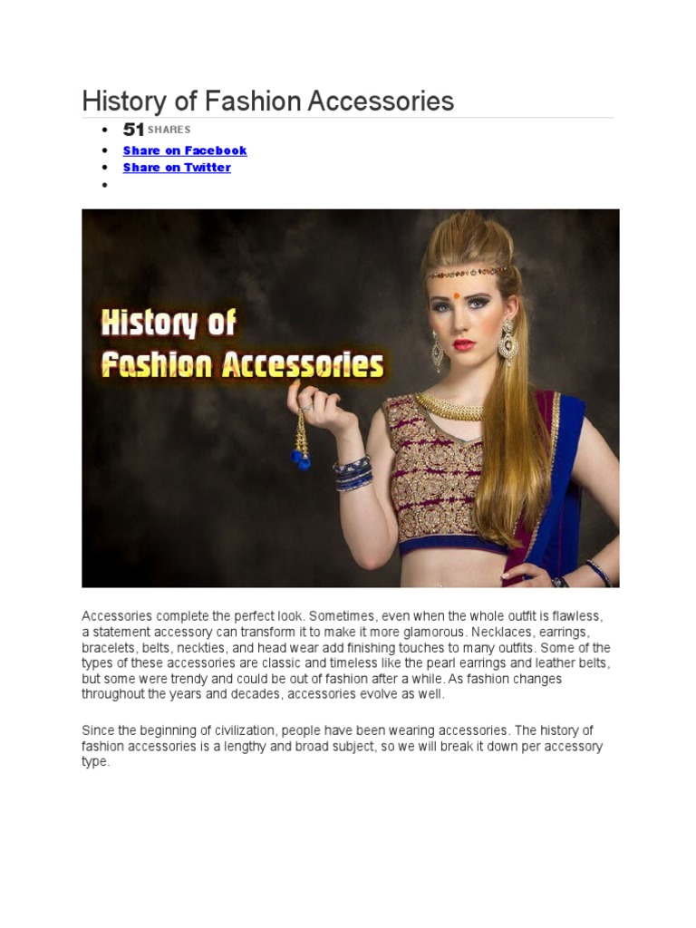 History of Fashion Accessories PDF Hat Necklace