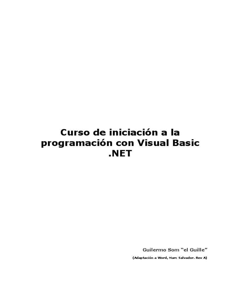 Curso de Iniciacion Con Visual Basic - Guillermo Som PDF | PDF | .NET ...