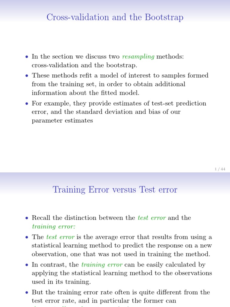 Cross-Validation and Bootstrap Methods | PDF | Bootstrapping ...