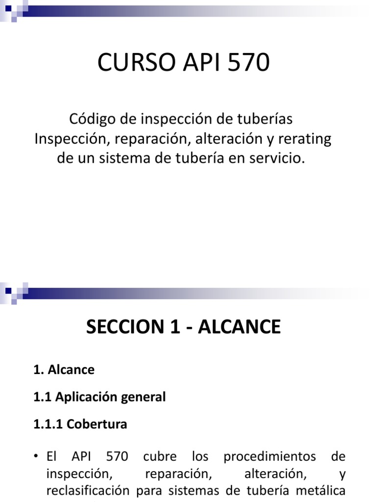 Inspeccion de Tuberias Segun Api 570 PDF | PDF | Corrosión | Tubería ...
