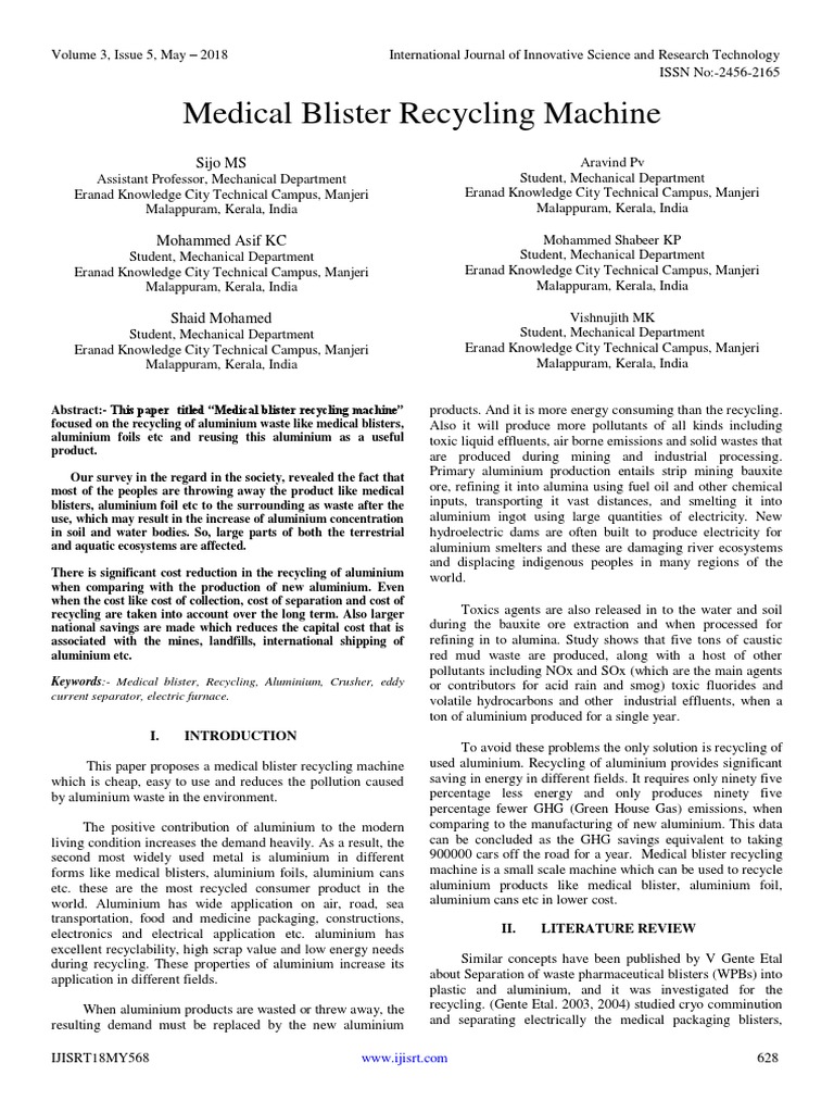 Medical Blister Recycling Machine PDF Aluminium Recycling