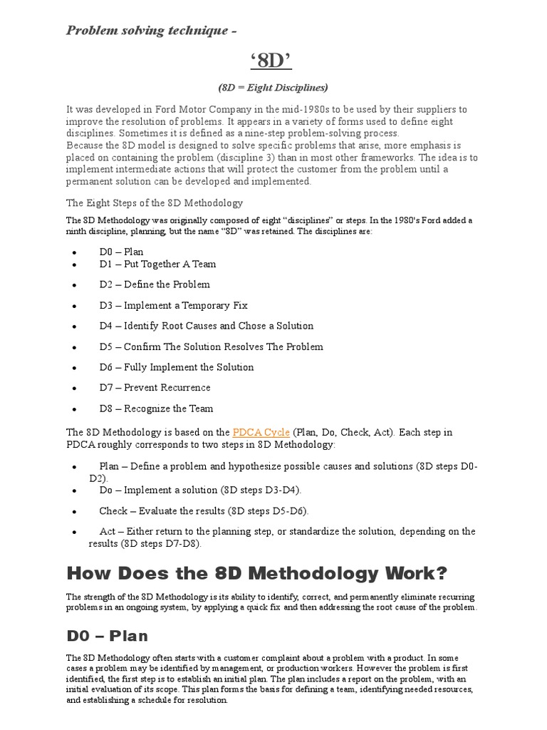 How Does the 8D Methodology Work?: Problem solving technique ...