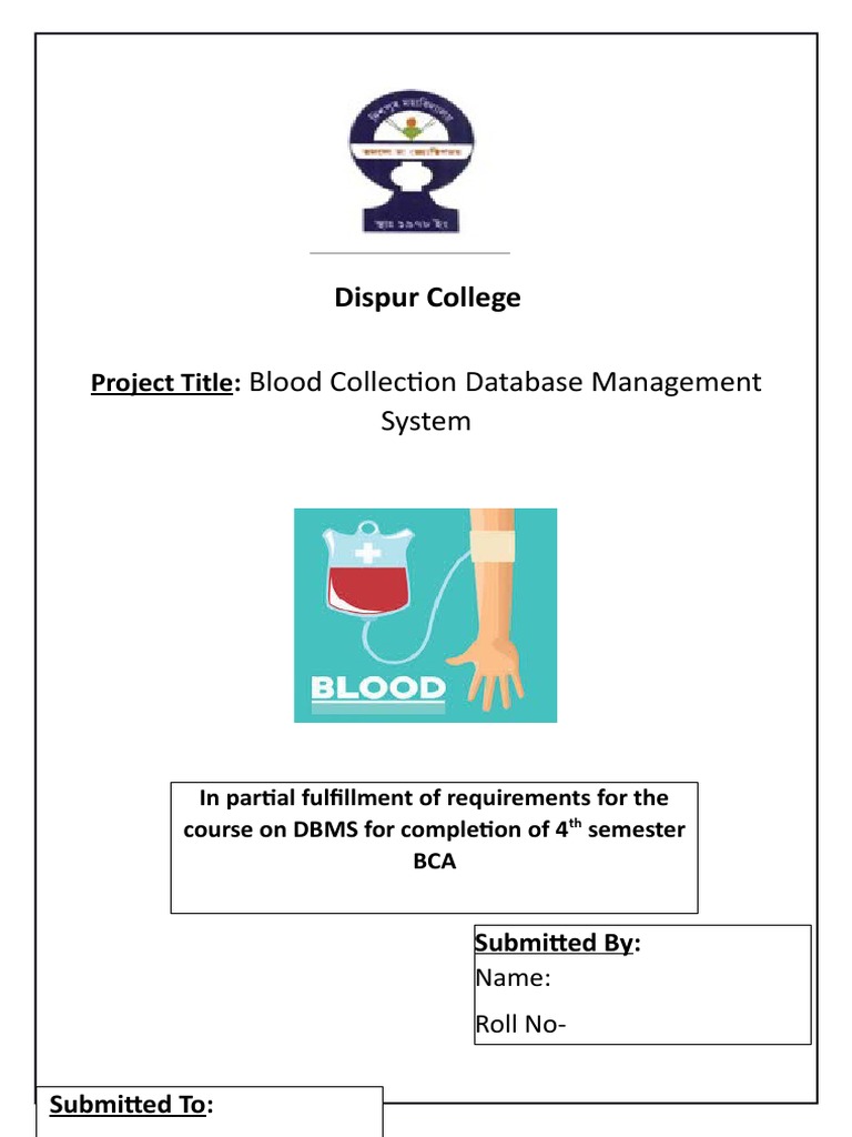 BCA Blood Collection DBMS Project | PDF