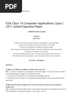 ICSE Class 10 Computer Applications (Java) 2011 Solved Question Paper - ICSE J