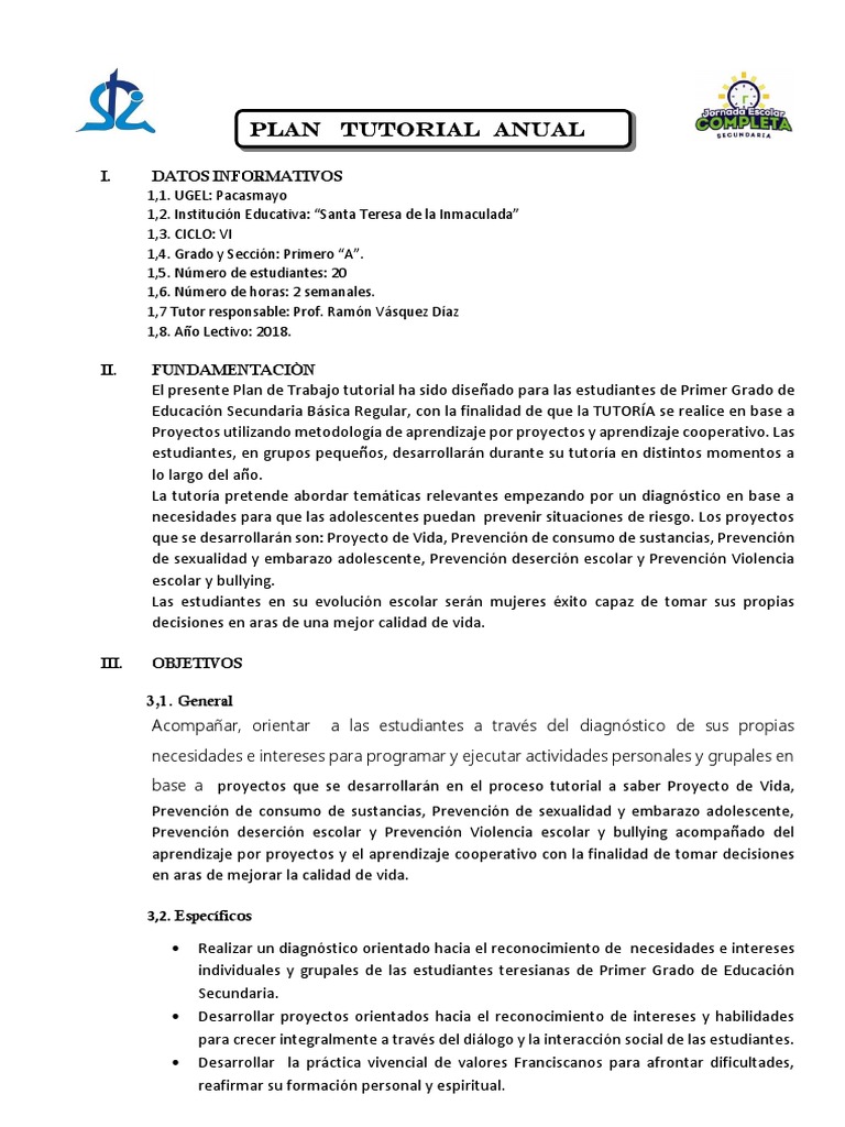 Plan Tutorial de Aula | PDF | Cambio | Modificación de comportamiento