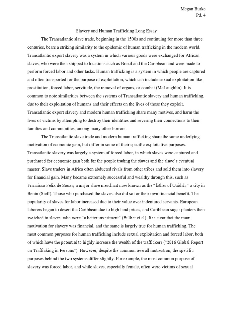 essay on human trafficking