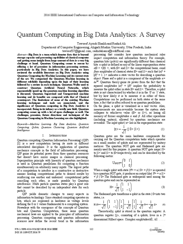 Quantum Computing in Big Data Analytics: A Survey by Shaikh 2016 | PDF ...