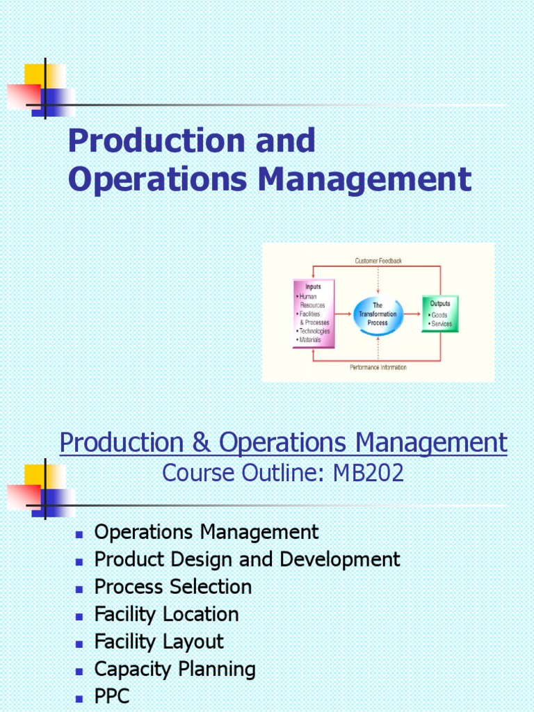Production And Operations Management Operations Management Factors Of Production
