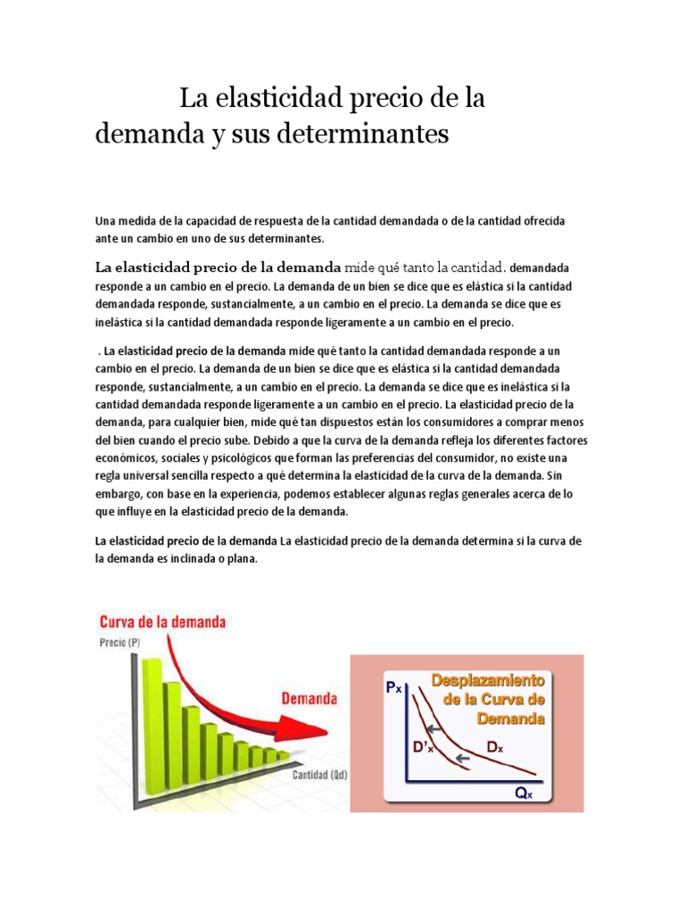 La Elasticidad Precio de La Demanda y Sus Determinantes | PDF ...