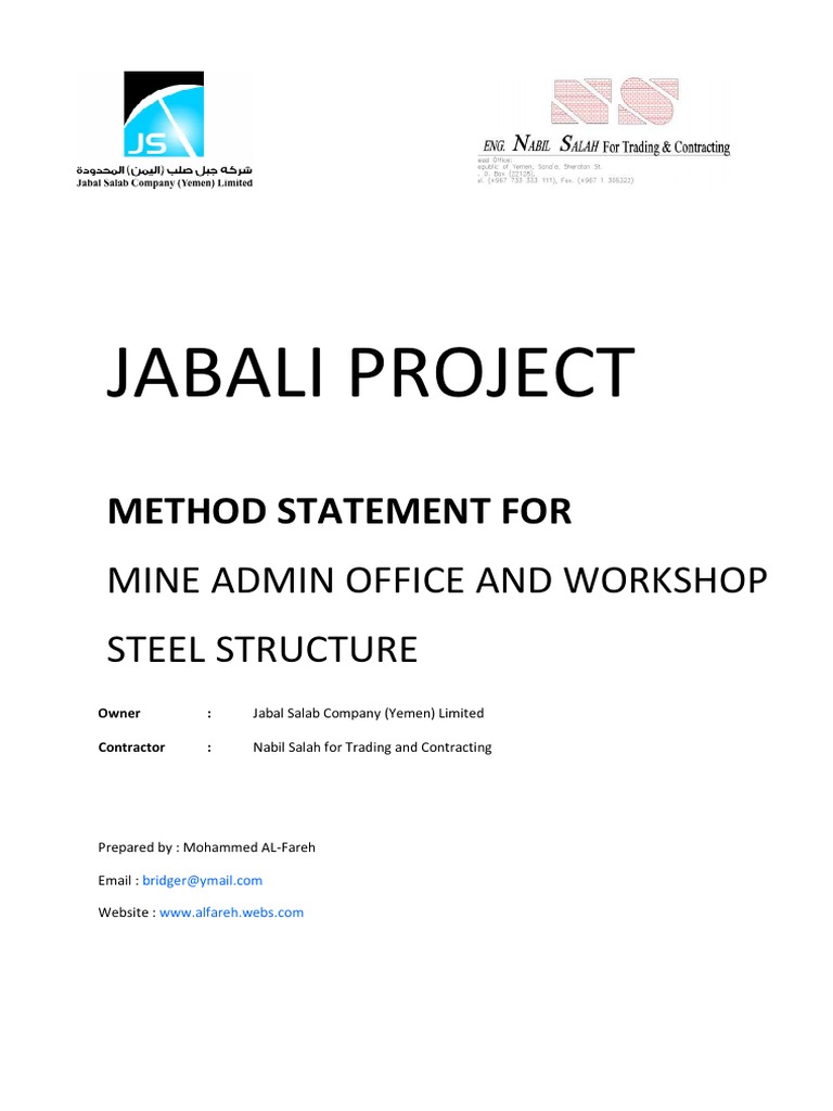 Method Statement for Steel Structure Erection | PDF | Framing ...