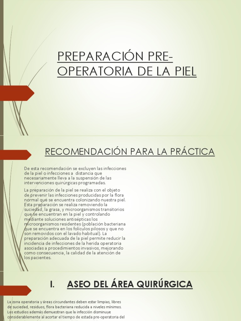 Preparación Quirúrgica de la Piel | PDF | Infección | Quemar