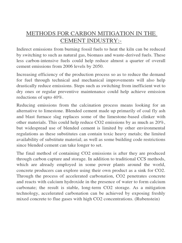 Carbon Mitigation Strategies in Cement Industry | PDF