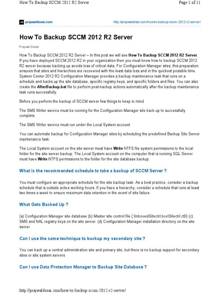 Backup SCCM 2012 R2 Guide | PDF | Backup | Utility Software