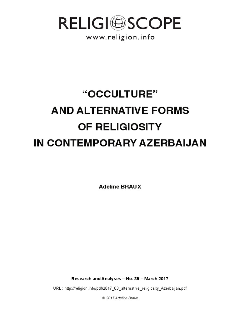 Alternative Religiosity Azerbaijan Western Esotericism