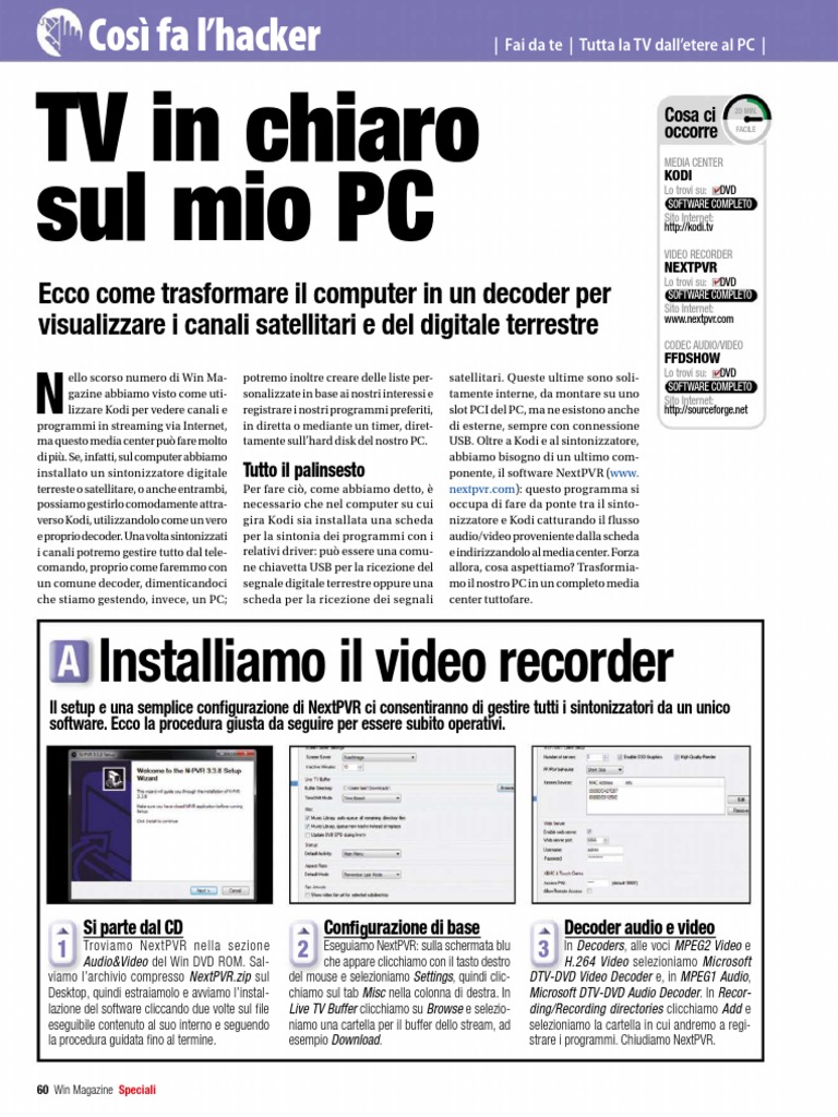 Tv In Chiaro Sul Mio Pc Installiamo Il Video Recorder