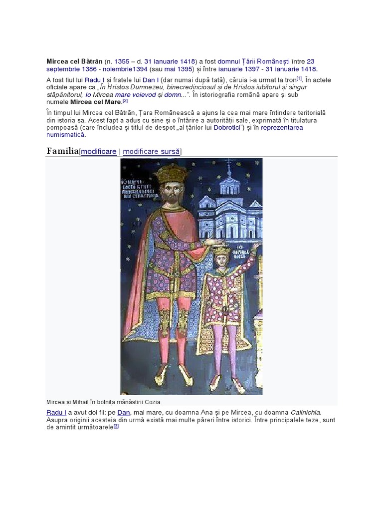 Biografie - Mircea Cel Batran | PDF