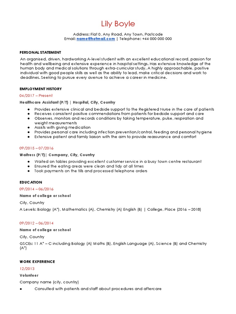Medical Graduate CV Sample | PDF | Patient | Hospital