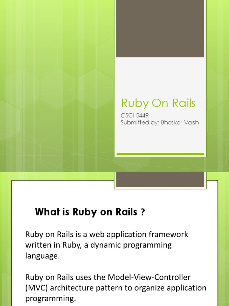 Ruby On Rails CSCI 5449 Submitted By Bhaskar Vaish PDF ModelView