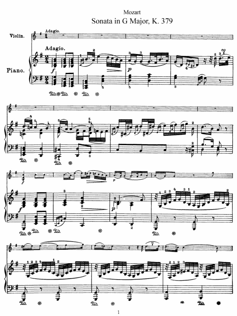 Mozart Sonata para Violin y Piano en Sol M K 379 PDF | PDF