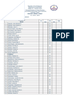 Master Grade Sheet