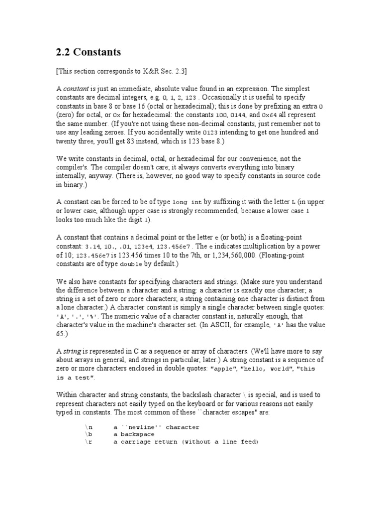 Understanding Constants in C Programming | PDF | Naming Conventions ...