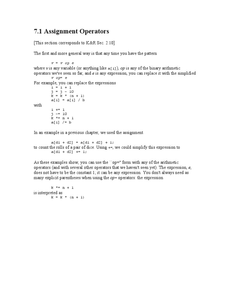 Understanding Assignment Operators | PDF | Computers