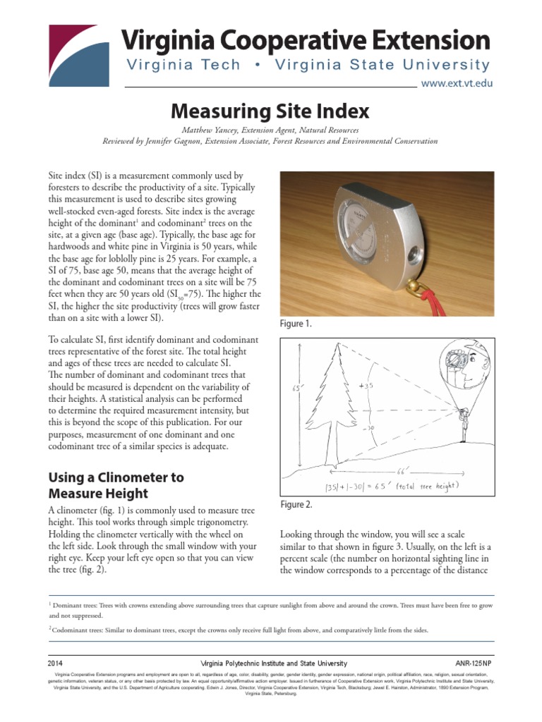 Measuring Site Index: Using A Clinometer To Measure Height | PDF ...