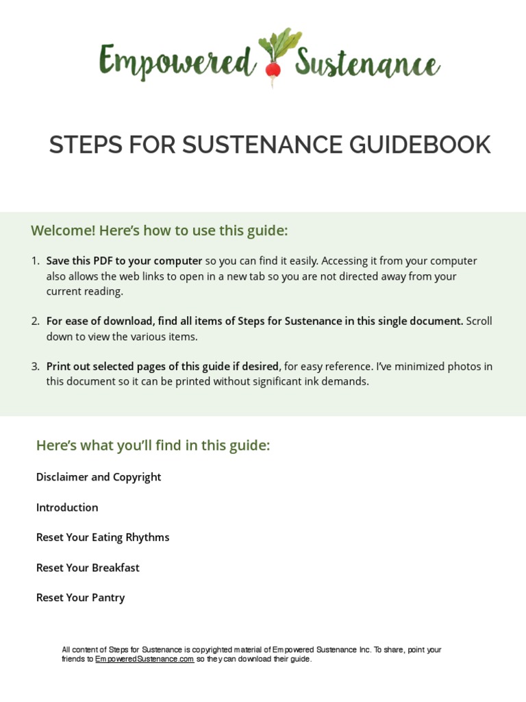 Steps For Sustenance Guide | PDF | Digestion | Vegetable Oil