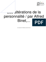 BINET Alfred - Les Altérations de La Personnalité [1892]