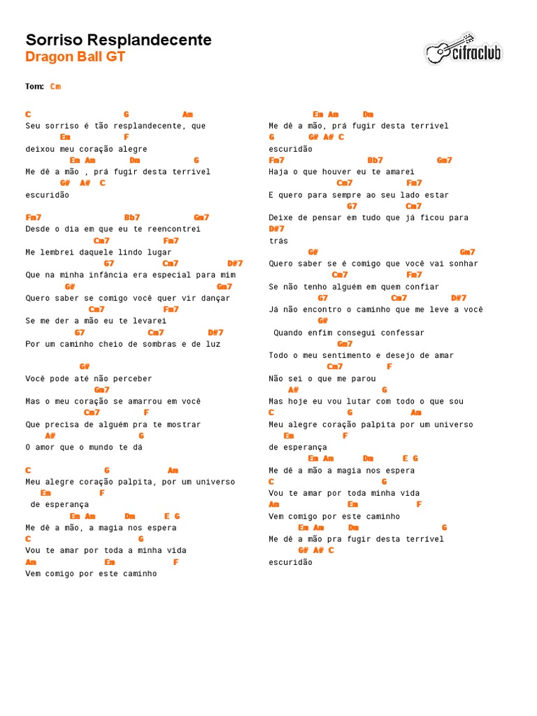 Dragon Ball GT Sorriso Resplandecente Cifra em G
