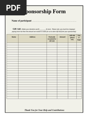 Sponsorship Form Template