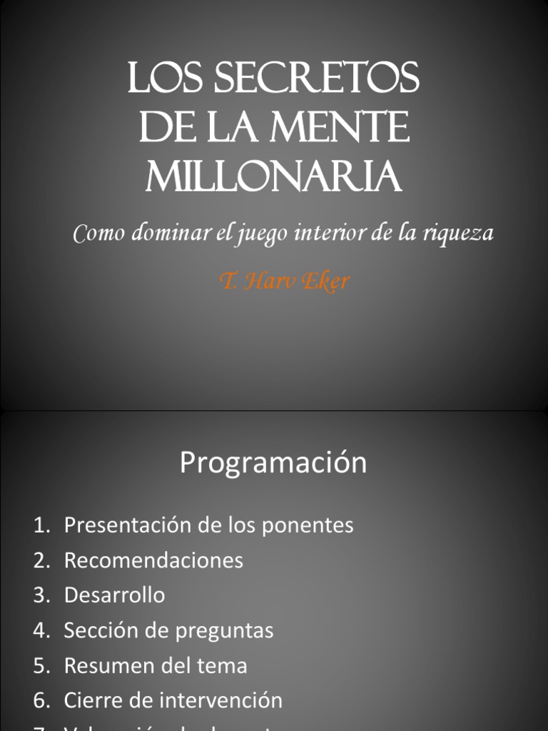 Secretos de la Mente Millonaria | PDF | Riqueza | Mente