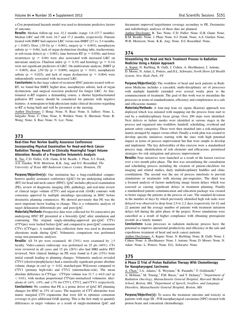 Predictive Factors in HN Cancer RT Outcomes | PDF | Head And Neck ...