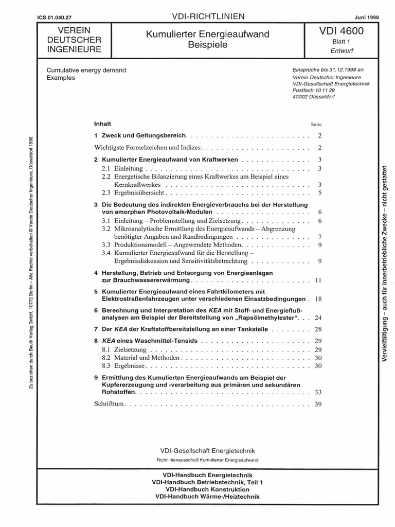 VDI 4600 Blatt-1 E 1998-06 | PDF