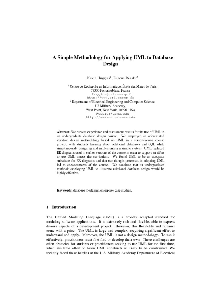 UML Methodology for Database Design | PDF | Use Case | Unified Modeling ...