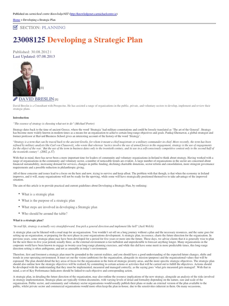 Guide to Developing a Strategic Plan | PDF | Strategic Management ...