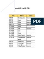 Grade 3 Daily Schedule 17-18