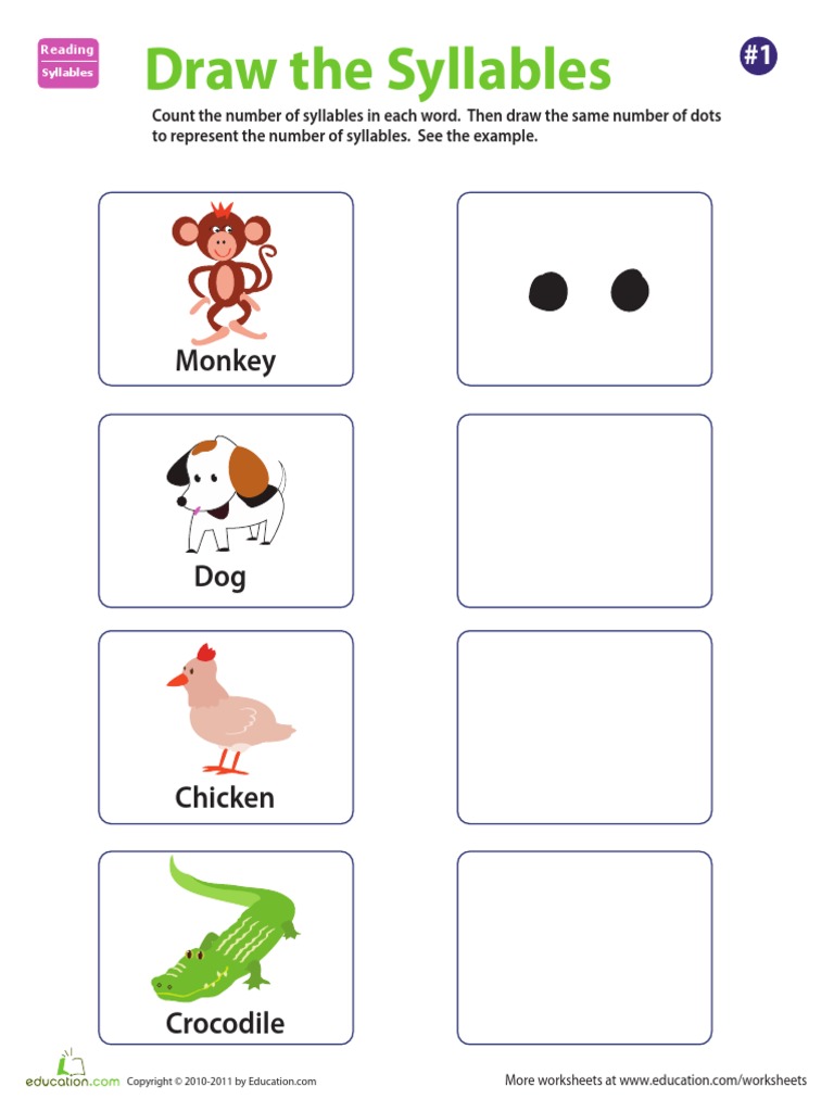 Animal Syllables Activity PDF