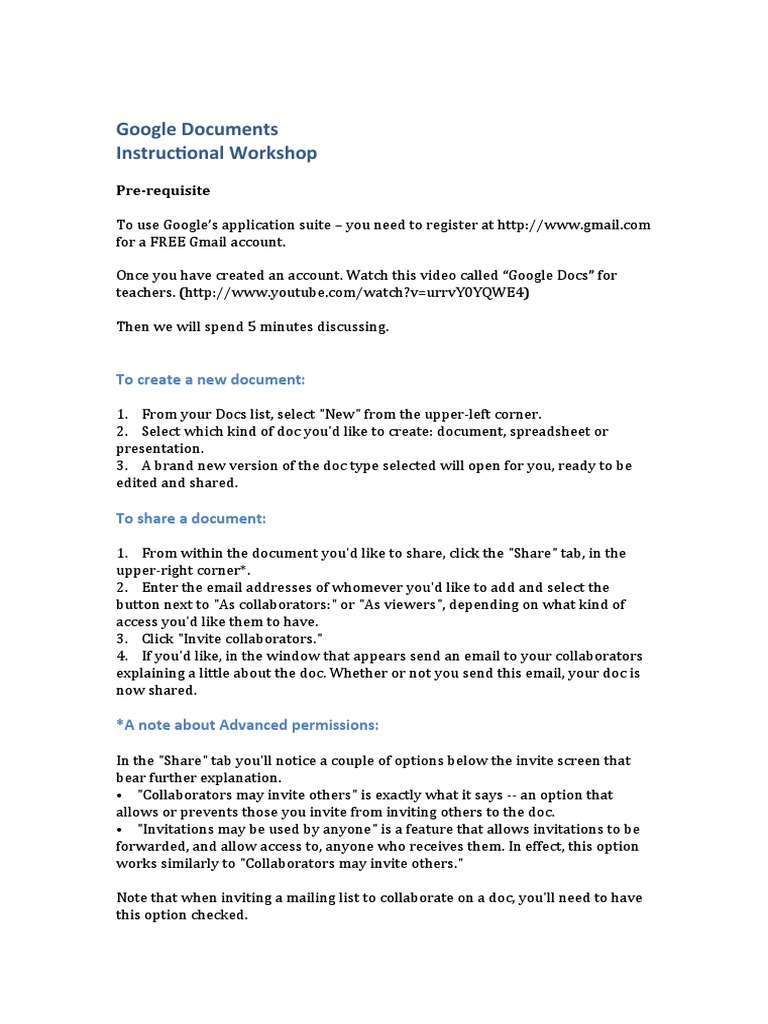 Working With Google Docs | PDF | Version Control | Internet