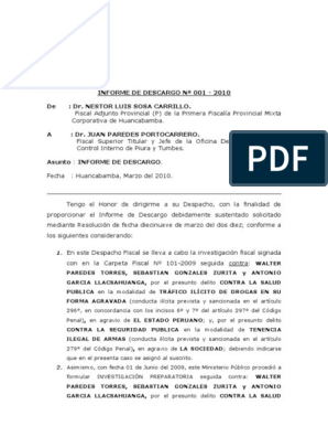 Modelo de Descargo Ante Fiscal Superior | PDF | Procedimiento Criminal |  Castigos
