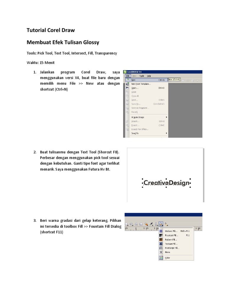 Tutorial Corel Draw V 11 Creative Design Glossy Look | PDF