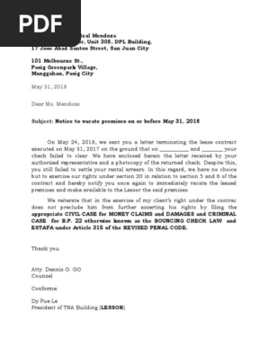 Notice to Vacate