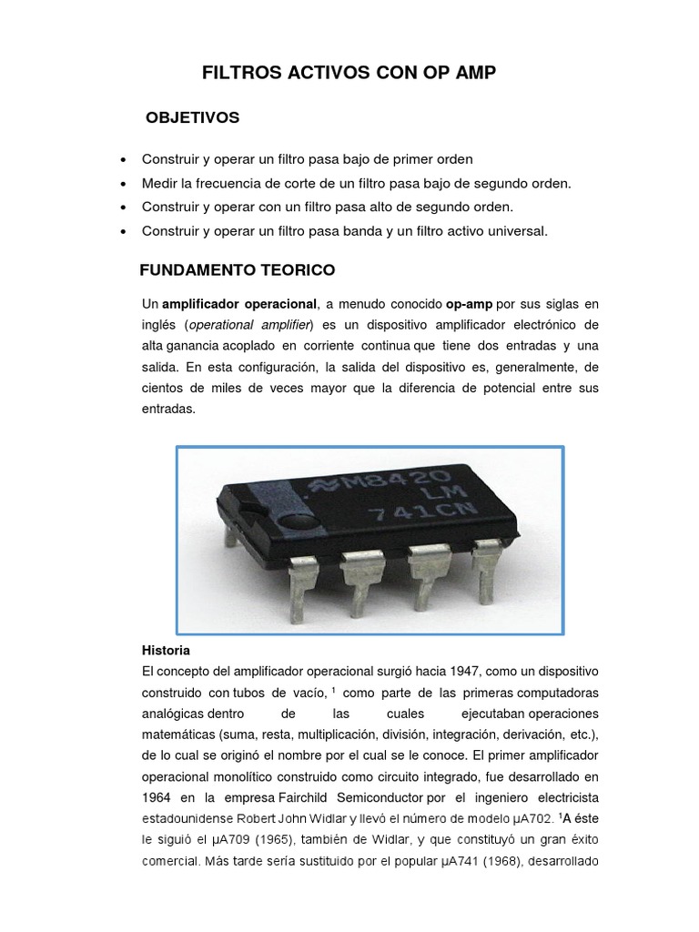 Previo Opam | PDF | Amplificador operacional | voltaje