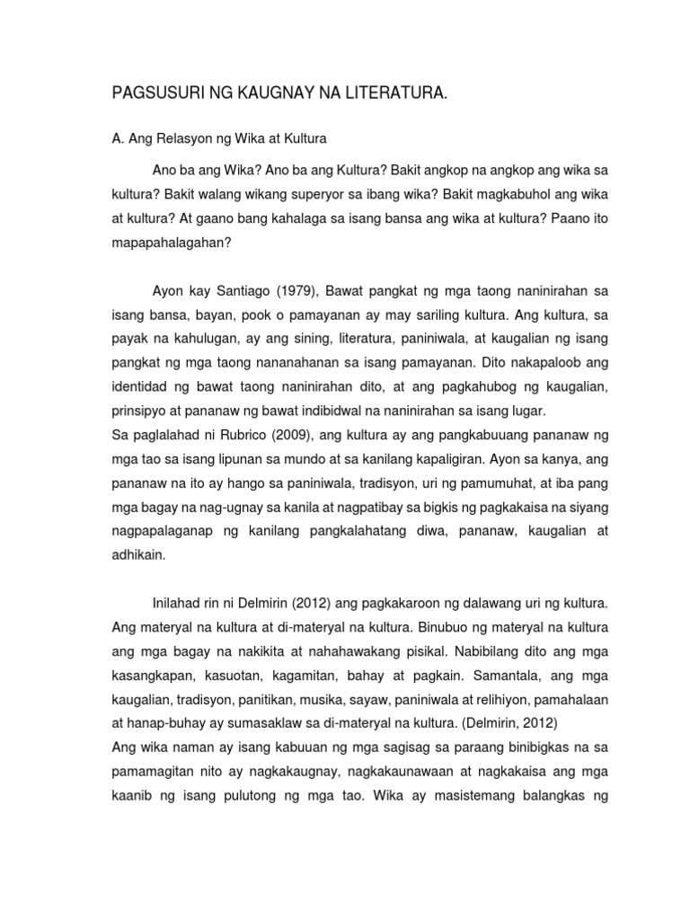 Pagsusuri NG Kaugnay Na Literatura | PDF
