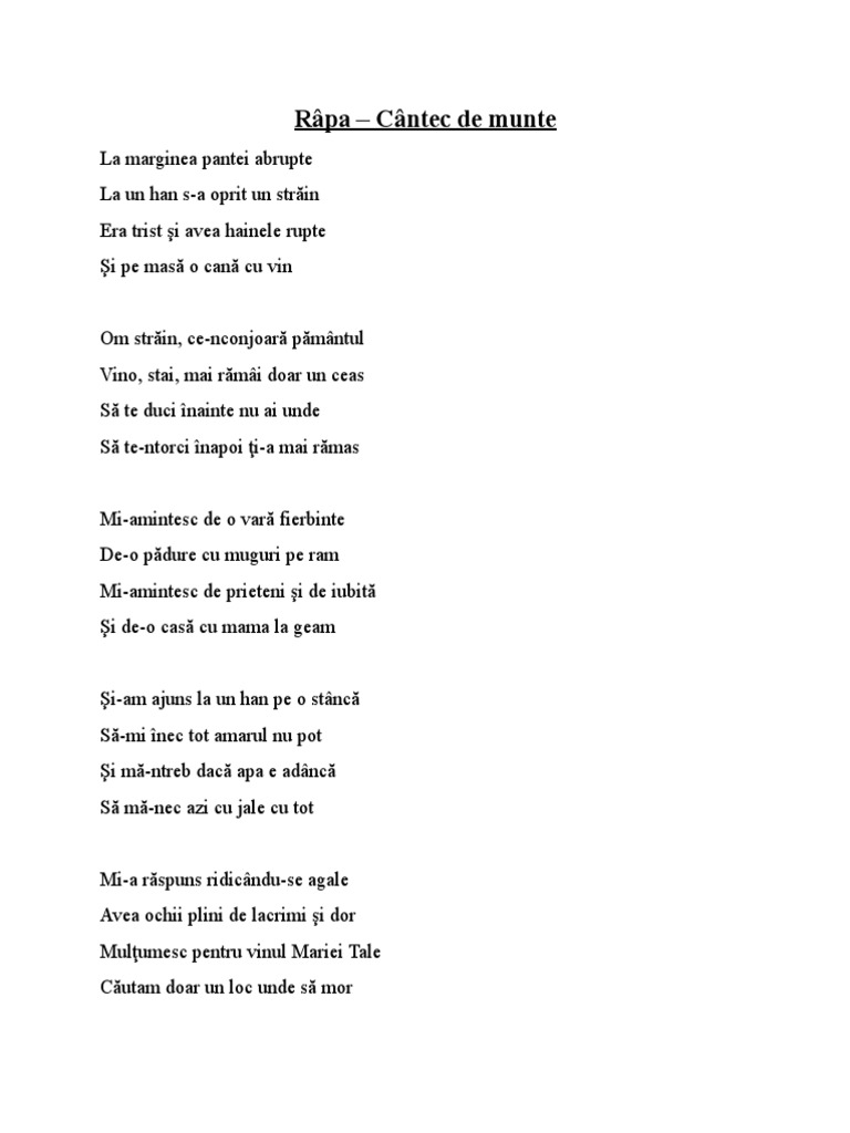 Rapa - Cantec de Munte | PDF
