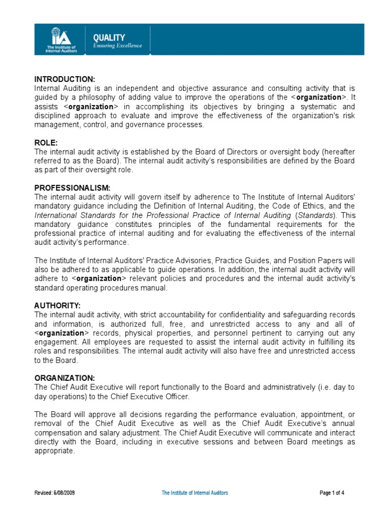 Internal Audit Activity Charter Model | PDF | Internal Audit | Audit