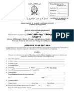 PHD, Msceng, Meng, Mscte and Pgdte: Application For Admission To