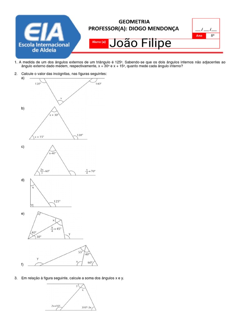 Area Do Triangulo Exercicios Resolvidos 7 Ano